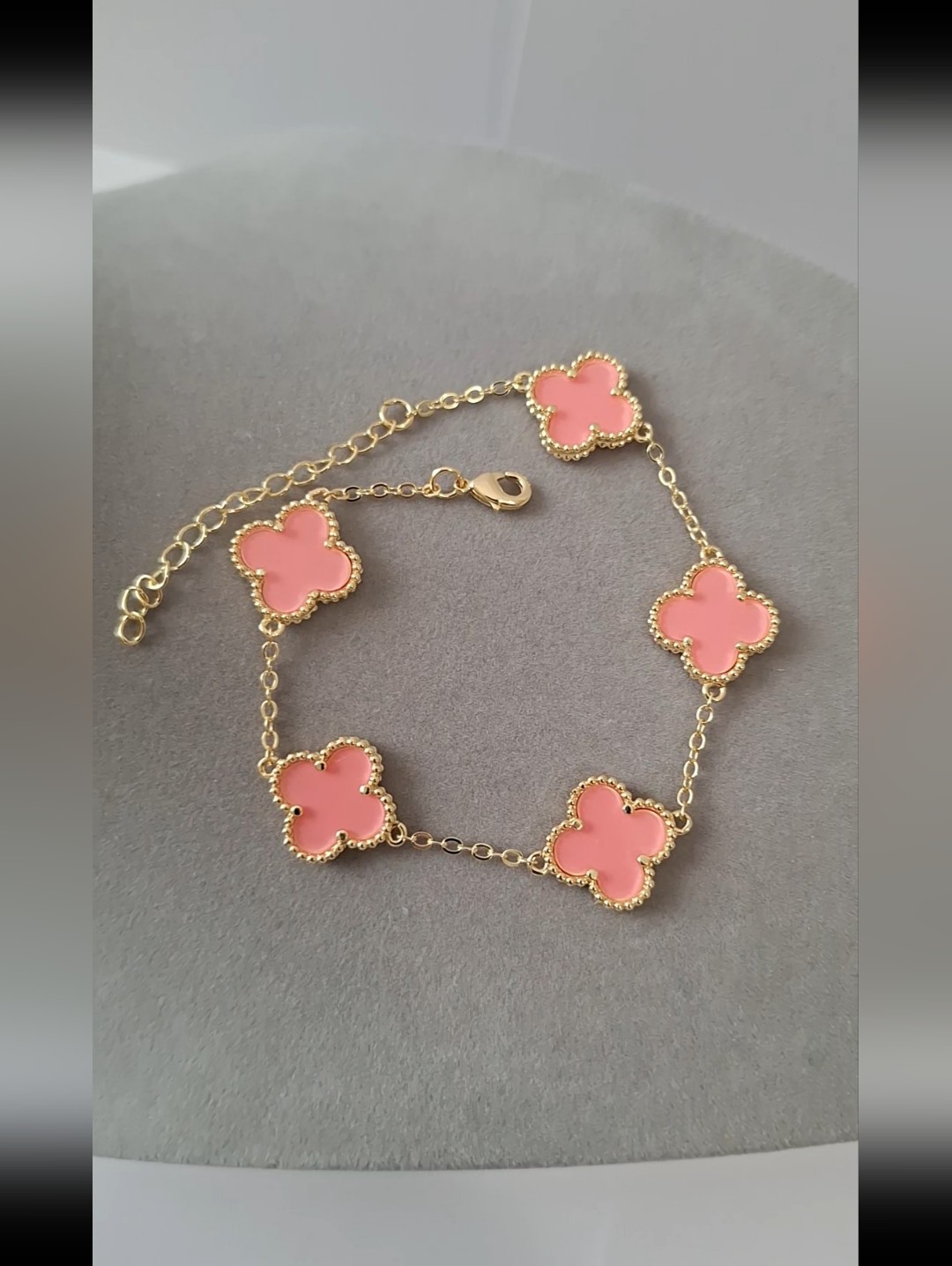 Pink Enamel Clover Bracelet